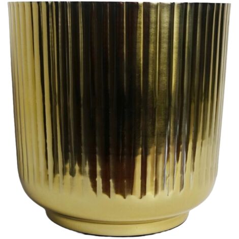 20cm Gold Fluted Metal Planter by Leaf (1/3)