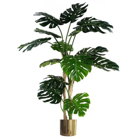 150cm (5ft) Luxury Monstera Plant Black Pot Gold Metal Planter (1/5)