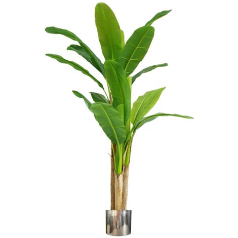 180cm Artificial Banana Tree Tropical Plant Silver Metal Planter (1/5)