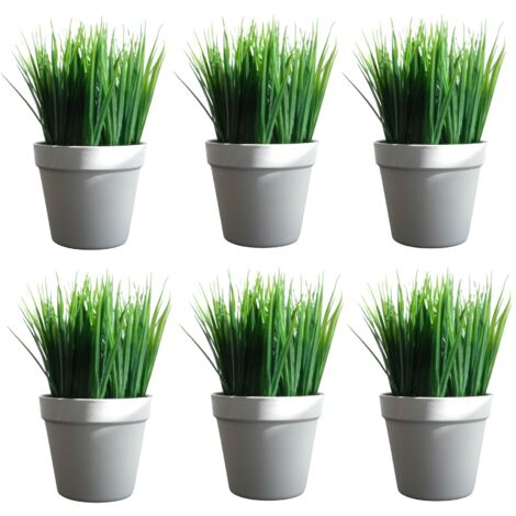 Pack of 6 x 22cm Artificial Grass Plant (1/5)