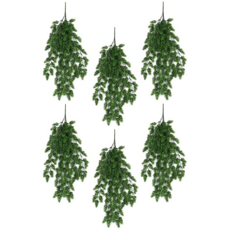 Pack of 6 x Hanging UV and Fire Resistant Artificial Clustered Fern Plant 128cm (1/4)