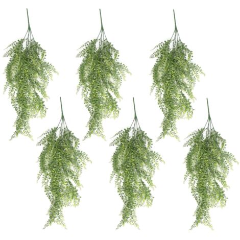 Pack of 6 x Hanging UV and Fire Resistant Artificial Trailing Button Fern Plant 82cm (1/4)