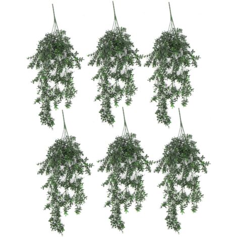 Pack of 6 x Hanging UV and Fire Resistant Artificial Small Leaf Plant 78cm (1/4)