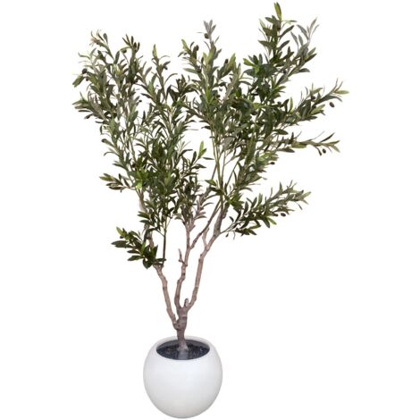 200cm XXL Artificial Olive Tree with Decorative Planter (1/5)