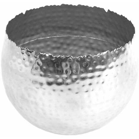 Leaf Large Metal Planter 22 x 17cm Hammered Silver Colour - Curvy Edge (1/5)