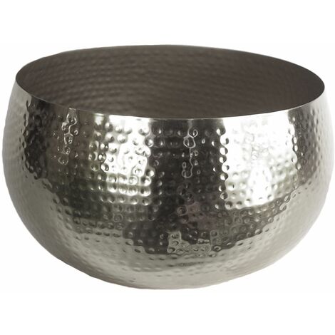 XL Metal bowl 32 x 20cm Hammered Silver Colour - Straight Edge