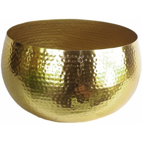 Leaf XL Metal Bowl Planter 32 X 20cm Hammered Gold Colour Straight Edge   77245886 1 