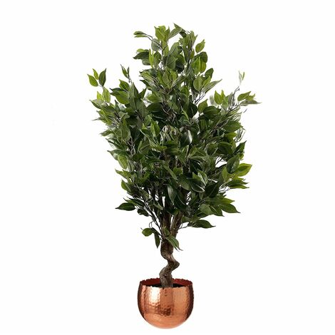110cm Leaf Realistic Artificial Ficus Tree / Plant  Copper Curve Planter (1/5)