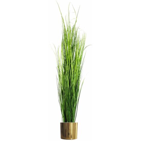 130cm Artificial Onion Grass Plant with Gold Metal Planter (1/5)