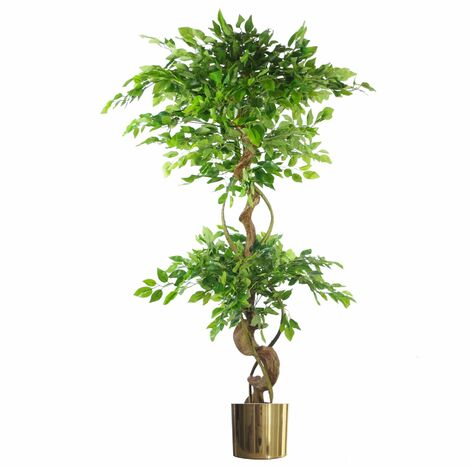 150cm Twisted Trunk Artificial Japanese Fruticosa Ficus Tree Gold Planter (1/5)