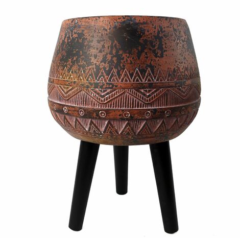 44cm x 30cm Large Zaturn Planter Brown / Black with Legs Large