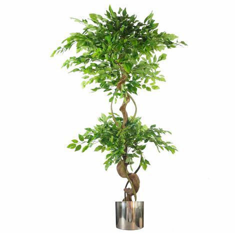 150cm Twisted Trunk Artificial Japanese Fruticosa Ficus Tree Silver Planter (1/5)