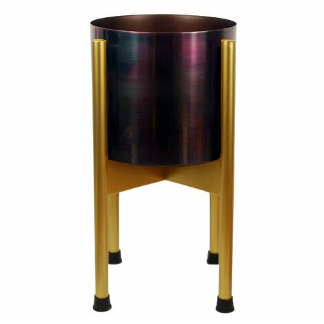 Medium Gold Stand with Iridescent Rainbow Metal Planter 38.5cm x 18cm (1/5)