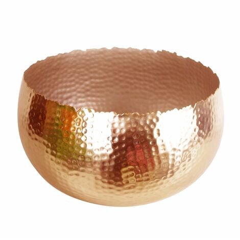 Creative Co-Op Round Hammered Metal Bowl, Gold Finish, 14