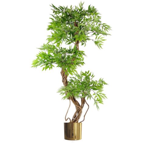 140cm Leaf Realistic Artificial Japanese Fruticosa Ficus Tree, Green Gold (1/4)