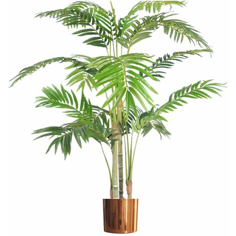 120cm (4ft) Realistic Artificial Areca Palm with pot with Copper Metal Planter (1/4)