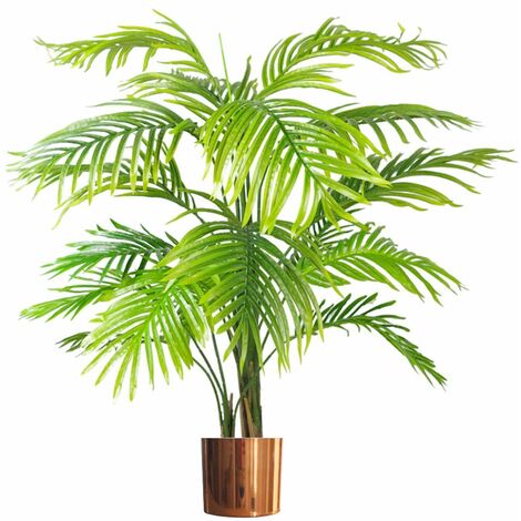 130cm Artificial Areca Palm Tree - Extra Large with Copper Metal Planter (1/4)