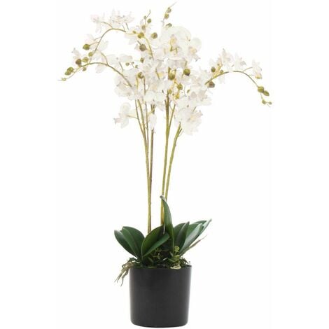 60cm Artificial Luxury Orchid - Triple Stem - White Realistic Plant