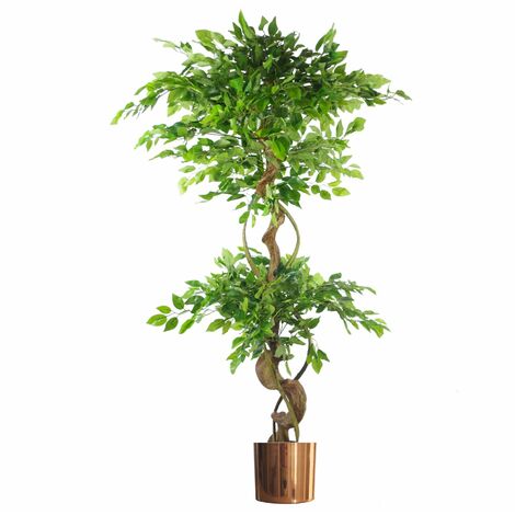 150cm Twisted Trunk Artificial Japanese Fruticosa Ficus Tree Copper Planter (1/5)