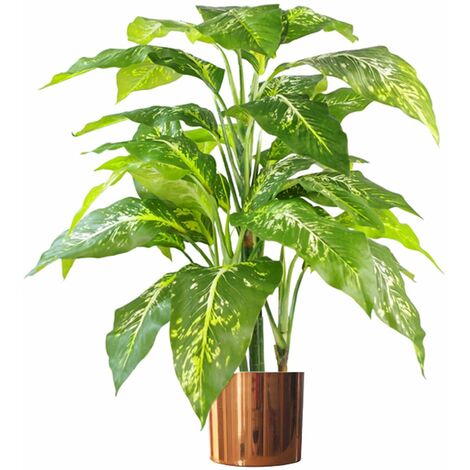 100cm Large Fox's Aglaonema Realistic Tree Artificial Plant with Copper Metal Planter (1/5)