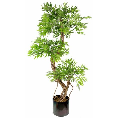 140cm Leaf Realistic Artificial Japanese Fruticosa Ficus Tree, Green Rainbow