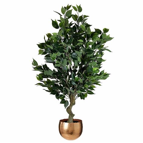 100cm Leaf Realistic Artificial Ficus Tree / Plant Bush Ficus Copper Curve Planter (1/5)