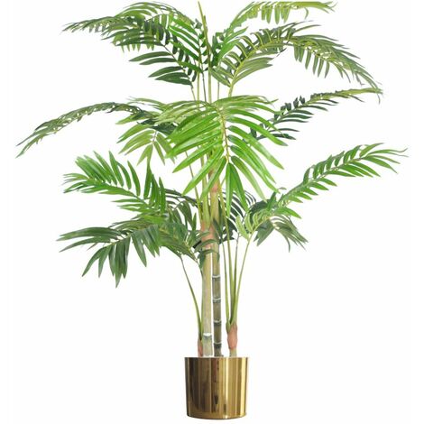 120cm (4ft) Realistic Artificial Areca Palm with pot with Gold Metal Planter (1/4)