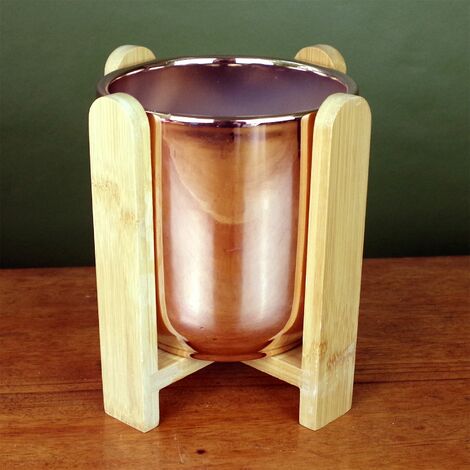 Gold Ceramic Planter Bamboo Stand Plant Pot (1/2)