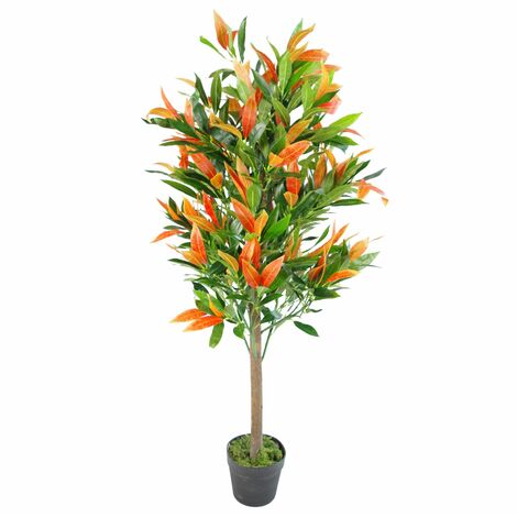 130cm Artificial Red & Green Ficus Tree (1/3)