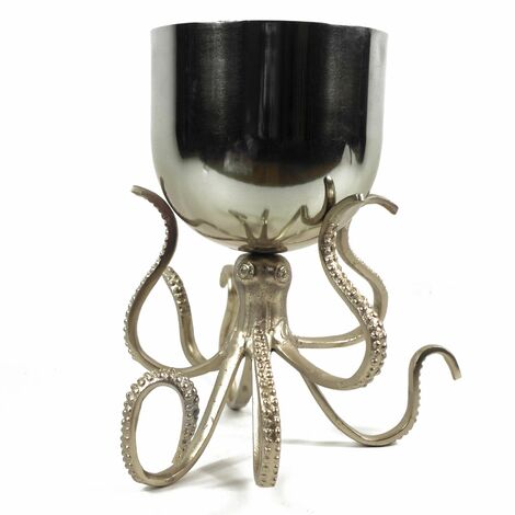 28cm Silver Metal Octopus Bowl Style Planter (1/4)