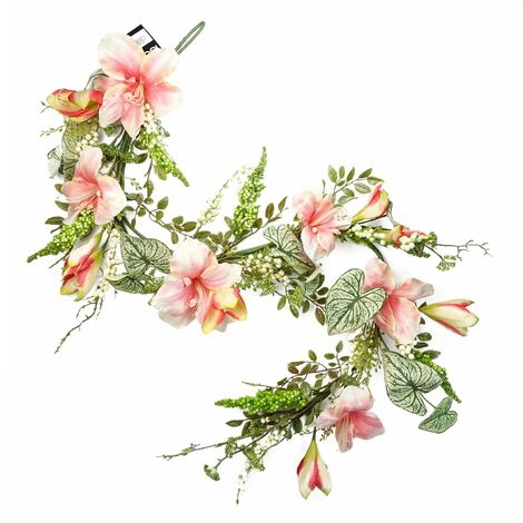 180cm Artificial Hanging Trailing Pink Lily Plant Garland (1/5)
