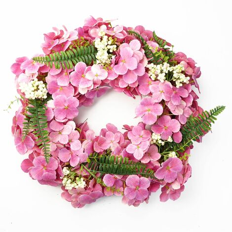 40cm Artificial Pink Floral Blossom Wreath (1/5)
