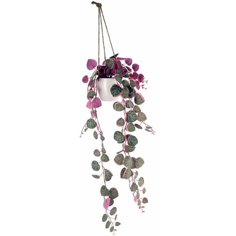 90cm Artificial Potted Trailing Hanging Pink Plant Realistic - String of Hearts (1/4)
