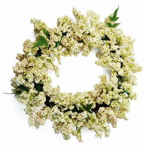 55cm Artificial Hanging White Berries Wreath (1/5)