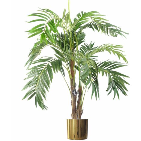 120cm Realistic Artificial palm tree with pot with Gold Metal Planter (1/4)
