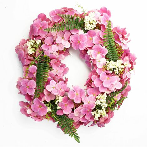 40cm Artificial Pink Floral Blossom Wreath (1/5)