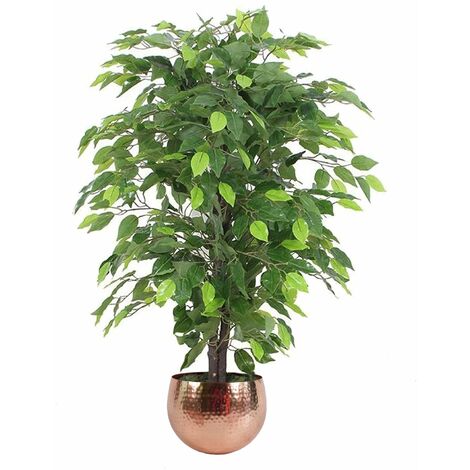 90cm Artificial Ficus Tree / Plant -Copper Metal Planter (1/5)