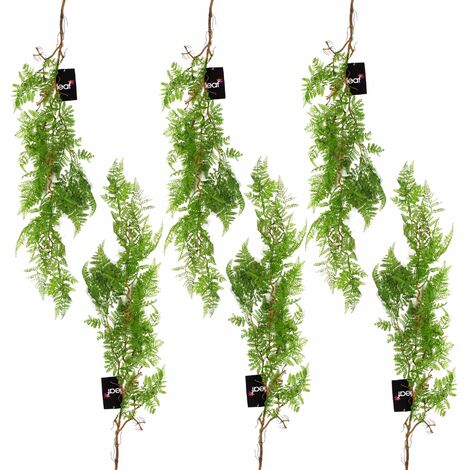 6 x 100cm Artificial Hanging Maidenhair Fern Plant Dark Green (1/5)