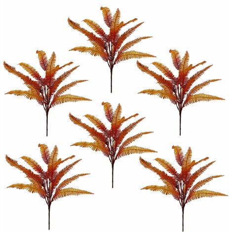 6 x 55cm Artificial Autumn Fern Bush Plant (1/5)