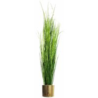 130cm Artificial Onion Grass Plant with Gold Metal Planter