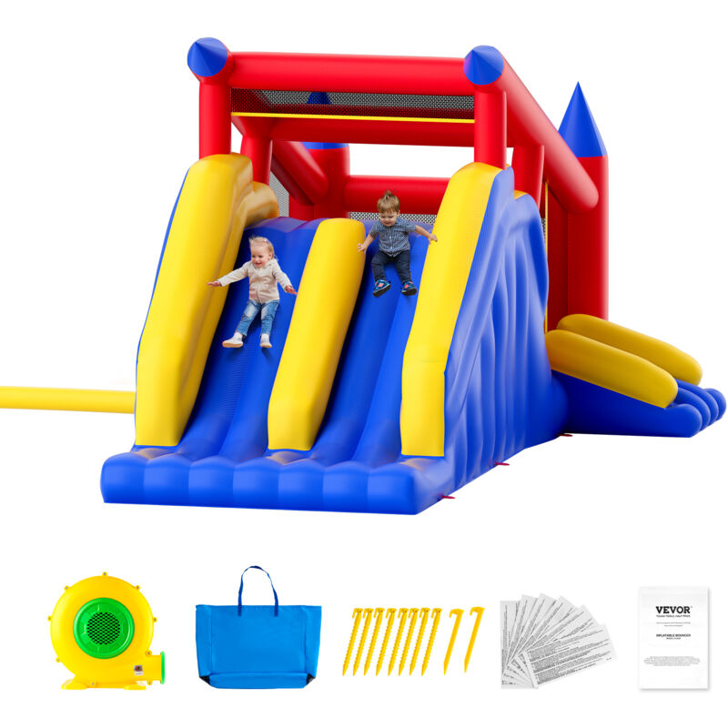 Castillo Hinchable Gigante Con Tobogán Y Piscina Para Niños De 3 A 10 Años - Con Muro De Escalada Y Cañón De Agua - Perfecto Para Fiestas De Verano