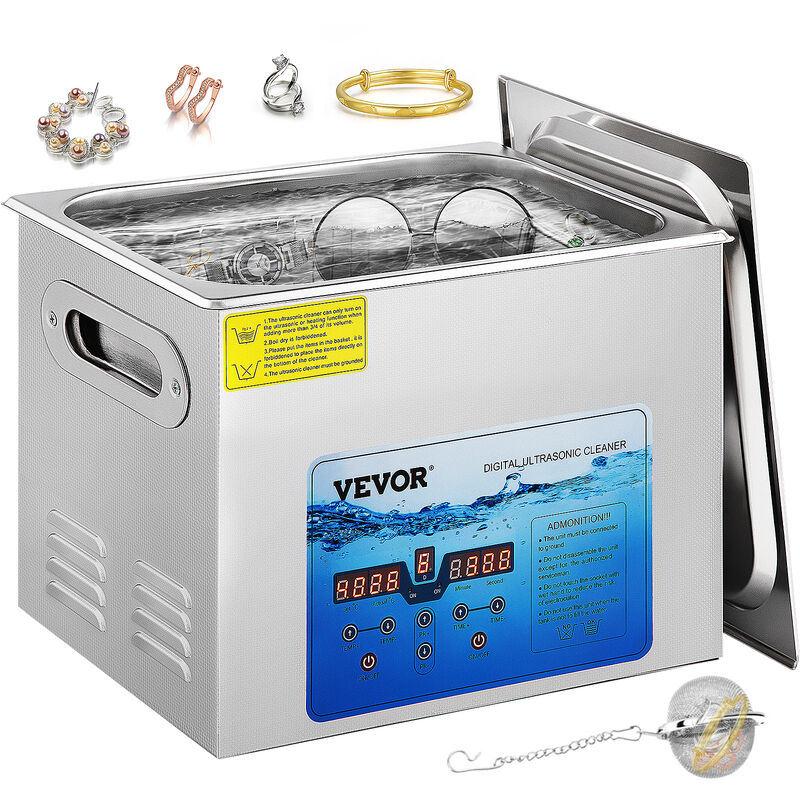 Limpiador ultrasónico de joyas de 16.9 fl oz, limpiador ultrasónico con  temporizador digital 5, tanque SUS 304, máquina limpiadora de joyas de 45  kHz