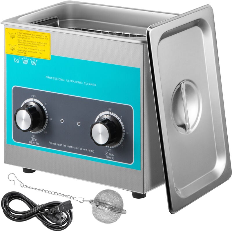 Limpiador ultrasónico de 3 litros, máquina de limpieza por ultrasonido  calentada de acero inoxidable, temporizador digital de temperatura con  canasta