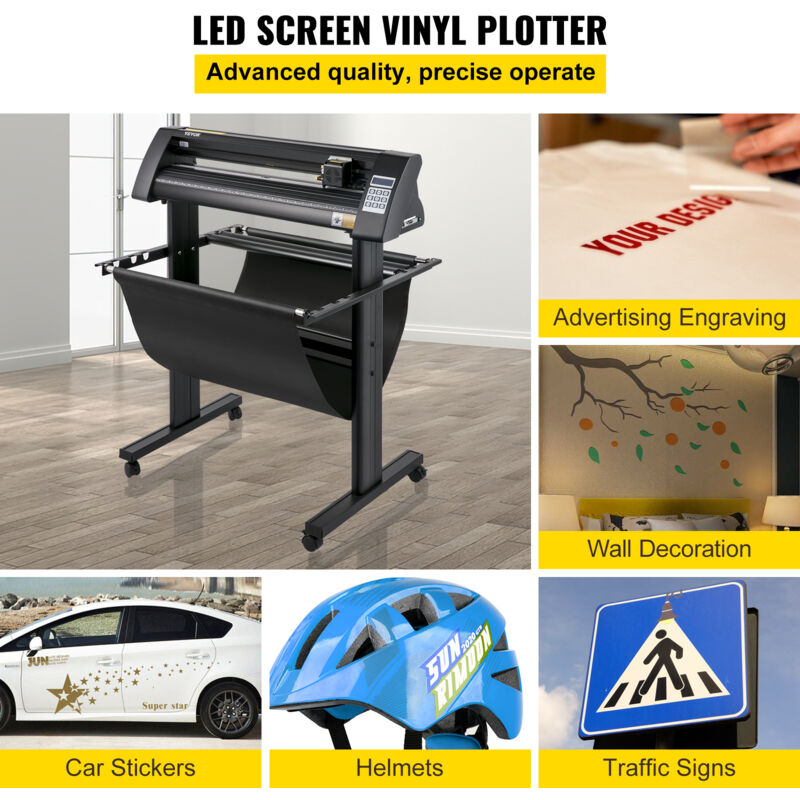 VEVOR Plóter de Corte de Vinilo 375 mm Luz de Guía LED Signmaster Label  Maker Plotter