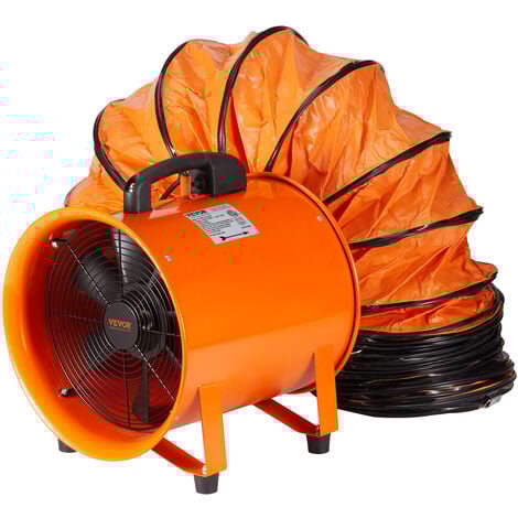 VEVOR Ventilador Extractor Portátil 145W Extractor de Aire Industrial por Conductos 203mm Manguera de Extracción 5m Volumen de Aire 1020CFM Extractor de Aire para Extraer Polvo, Humo, Trabajo en Casa