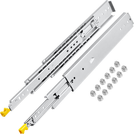 VEVOR Guías Laterales para Cajón Extracción Total de 162,6cm 1 par de Railes para Cajones 81,3x7,6x1,9cm Correderas con Rodamiento de Bolas Capacidad de Carga 225kg Acero Laminado en Frío Kit Completo