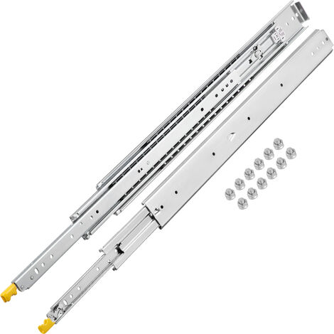 VEVOR Guías Laterales para Cajón Extracción Total de 304,8cm 1 par de Railes para Cajones 152,4x7,6x1,9cm Corredera con Rodamiento de Bolas Capacidad de Carga 225kg Acero Laminado en Frío Kit Completo