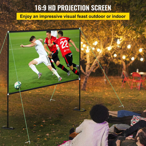  Pantalla de proyector de 100 pulgadas, pantalla de proyector de  montaje en pared 4K 16:9 HD, pantalla de proyección plegable, pantalla de  proyector portátil para interiores con cable para cine nocturno