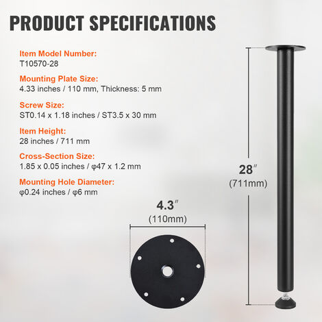 VEVOR Juego de 2 patas de mesa de acero, patas de mesa de comedor de 28  pulgadas de altura y 24 pulgadas de ancho, patas de mesa de marco X de  sección