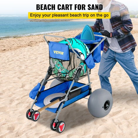 Carro de playa plegable con ruedas especiales para arena